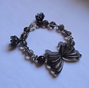 Smoky Quartz Elegant Black Beaded Bracelet